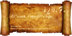 Érsek Fabrícius névjegykártya